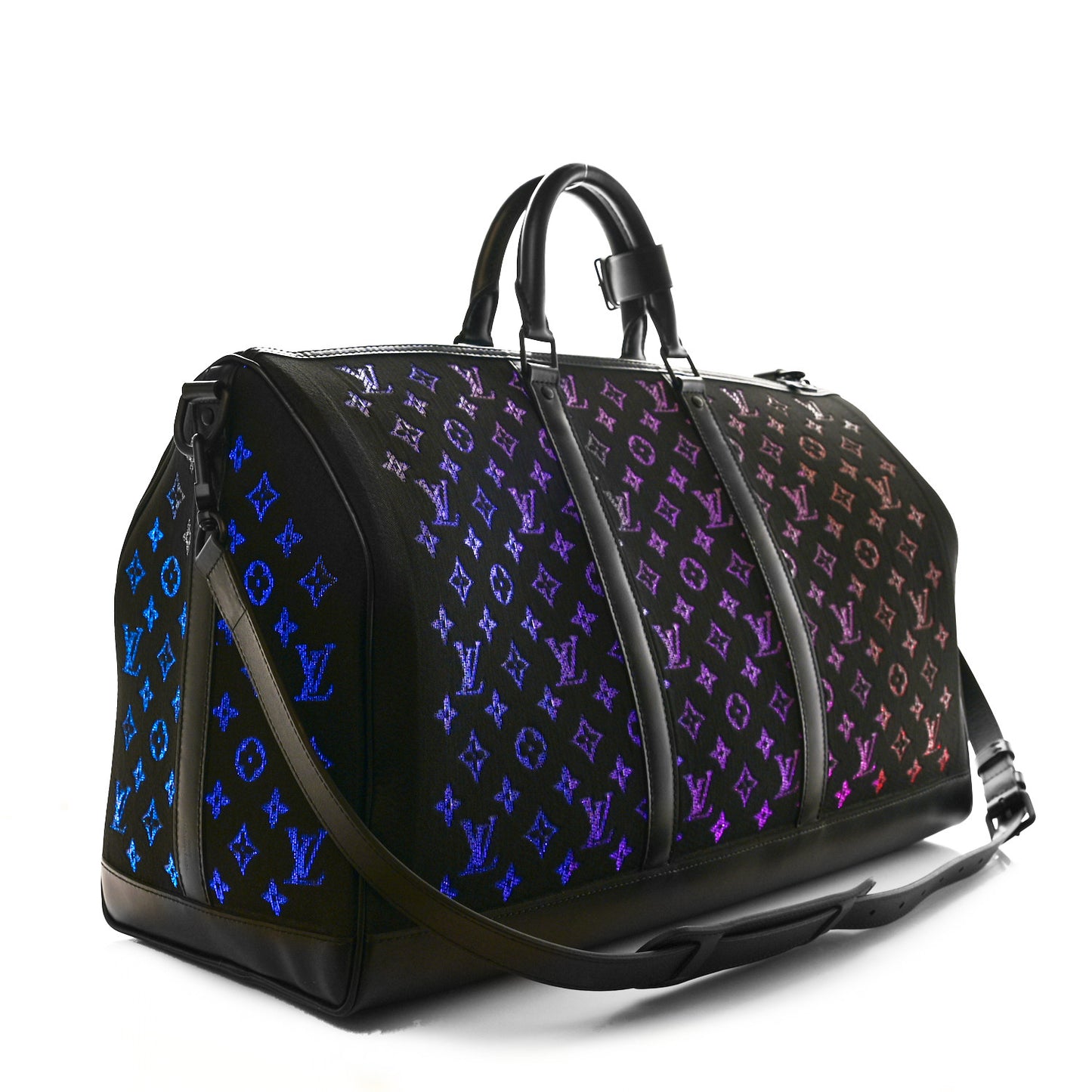 Jacquard Monogram Light Up Keepall Bandouliere 50 Black