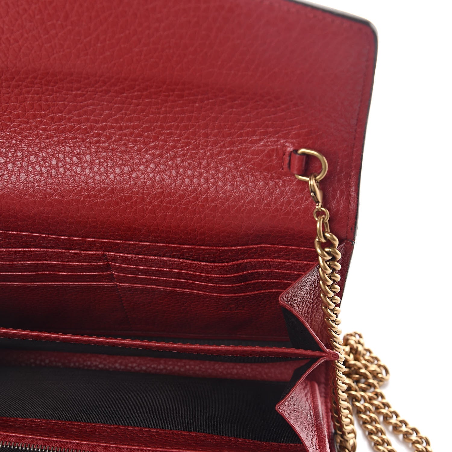 Gucci Calfskin GG Marmont Chain Wallet Vulcanic Red 7 of 10