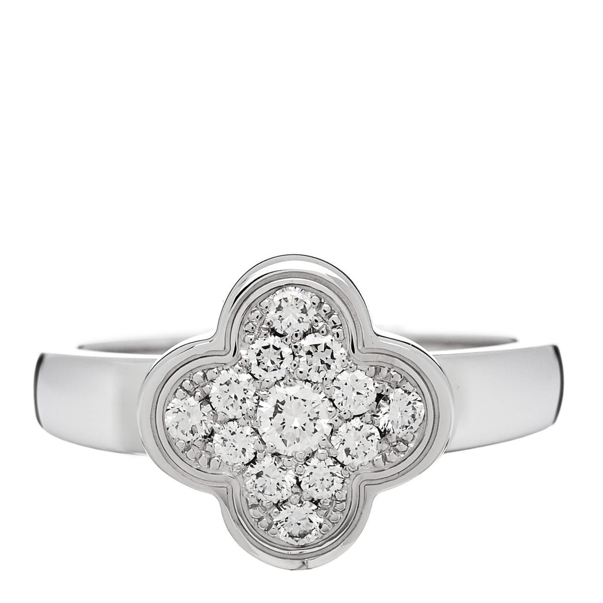 Van Cleef & Arpels 18K White Gold Diamond Pure Alhambra Ring 49 4.75 1 of 4