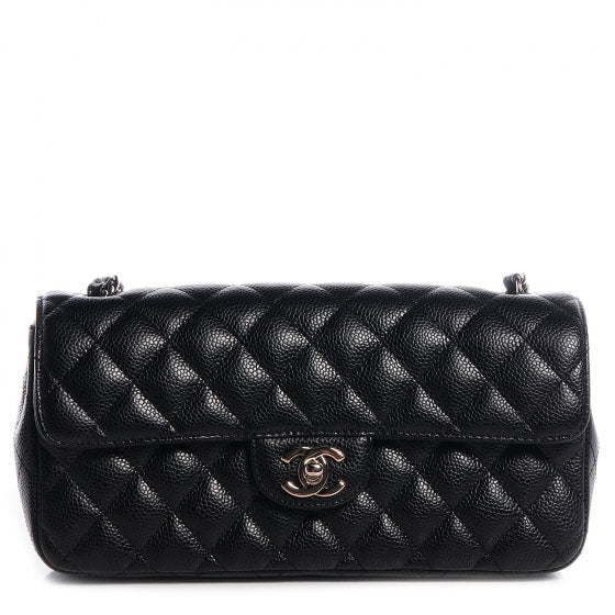 Caviar East West Flap Bag Black