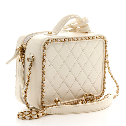Chanel Goatskin Quilted Small CC Filigree Vanity Case White 3 of 15