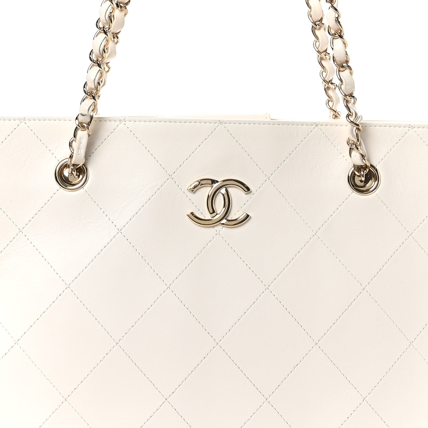 Chanel Glazed Calfskin Stitched Shopping Tote White 9 of 11