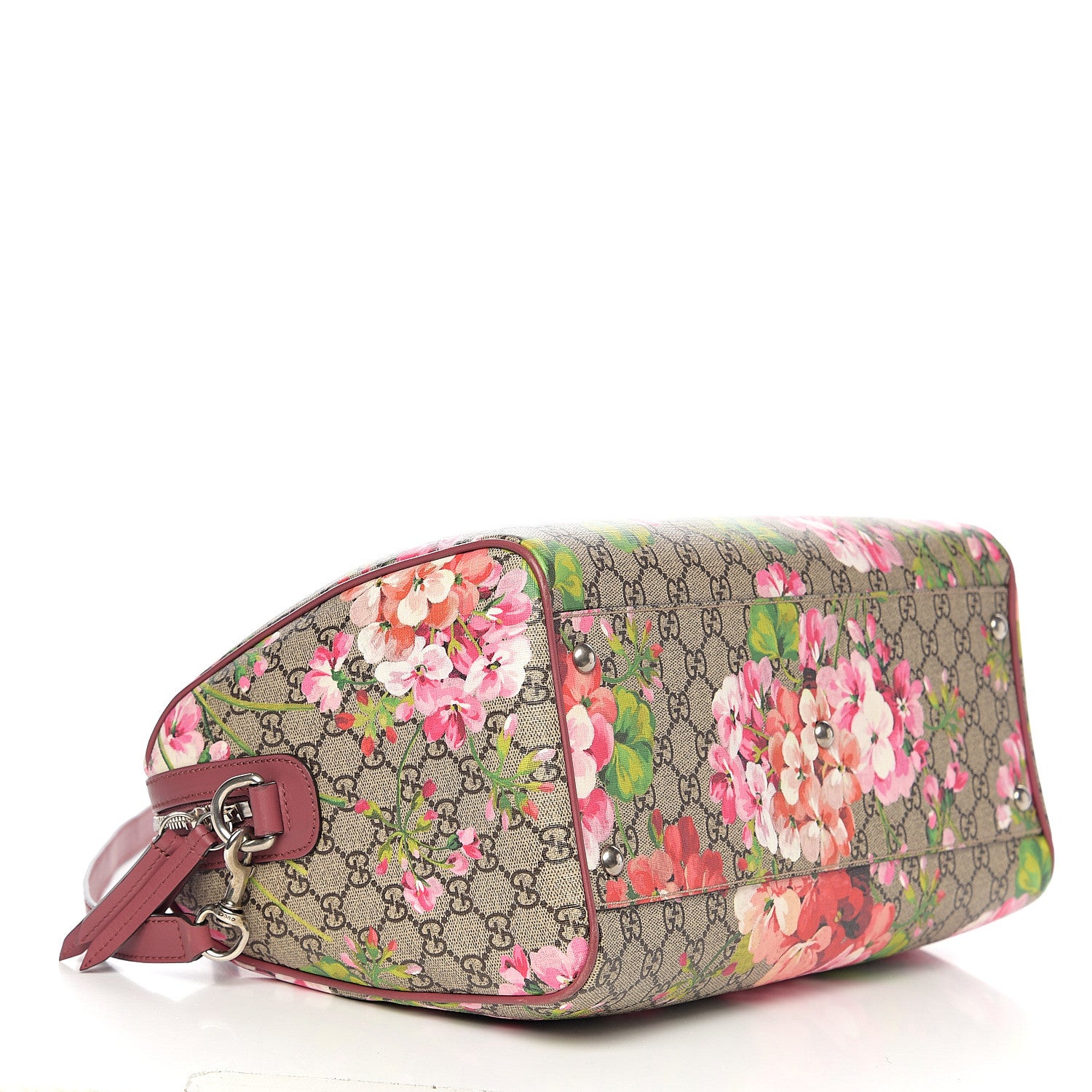 Gucci GG Supreme Monogram Blooms Medium Boston Beige Multicolor Dry Rose 3 of 12