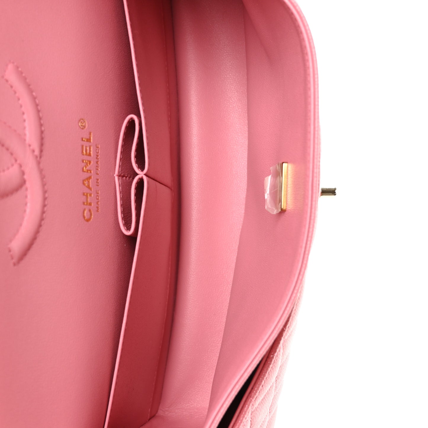 Caviar Quilted Medium Double Flap Pink