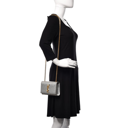 Saint Laurent Metallic Calfskin Small Classic Monogram Kate Satchel Pale Gold 2 of 18