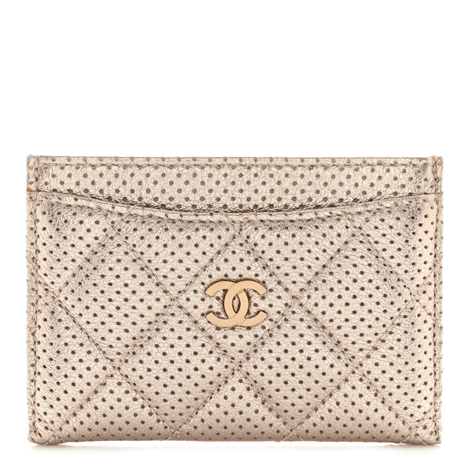 Chanel Metallic Calfskin Pixel Effect Card Holder Pink 1 of 9