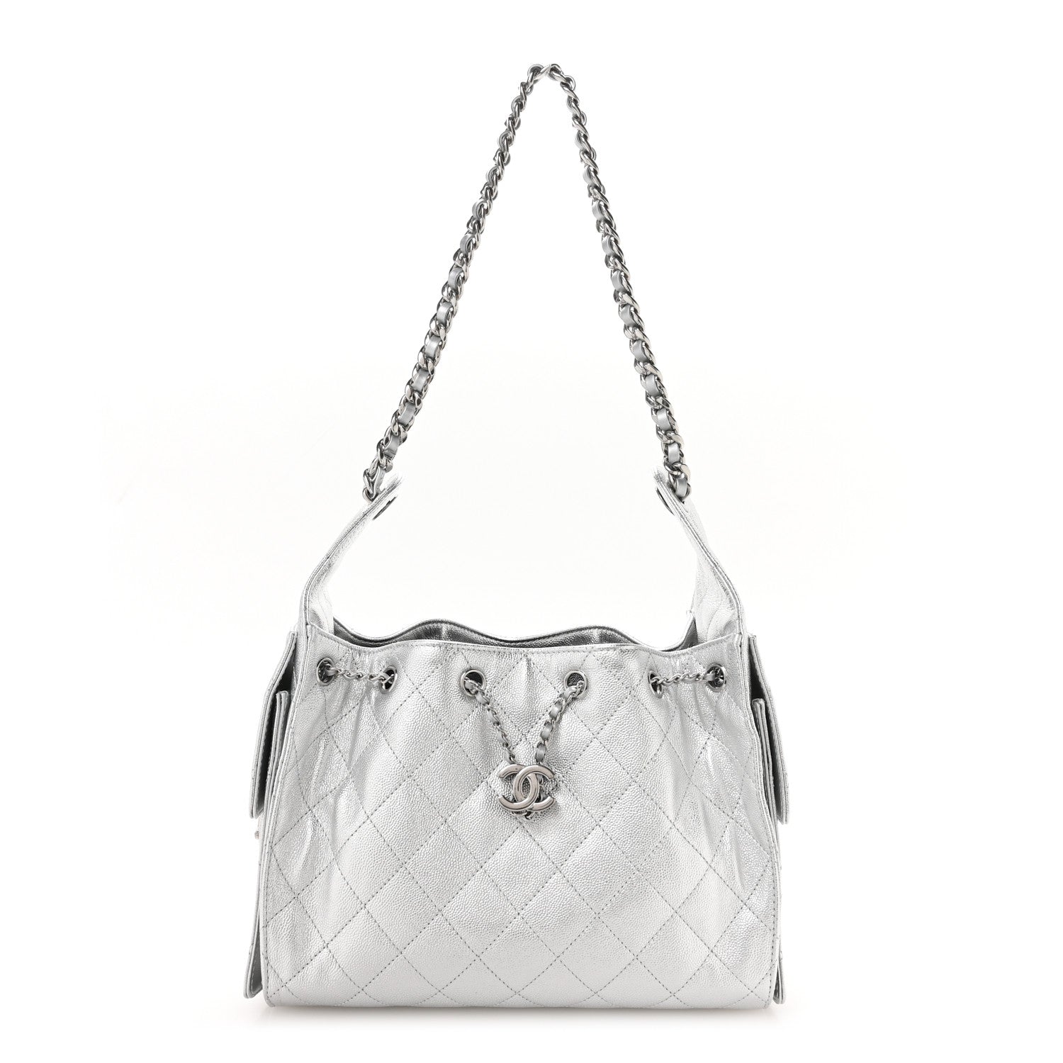 Chanel Metallic Caviar Quilted Small Chanel 25 Handbag Silver 1 of 11