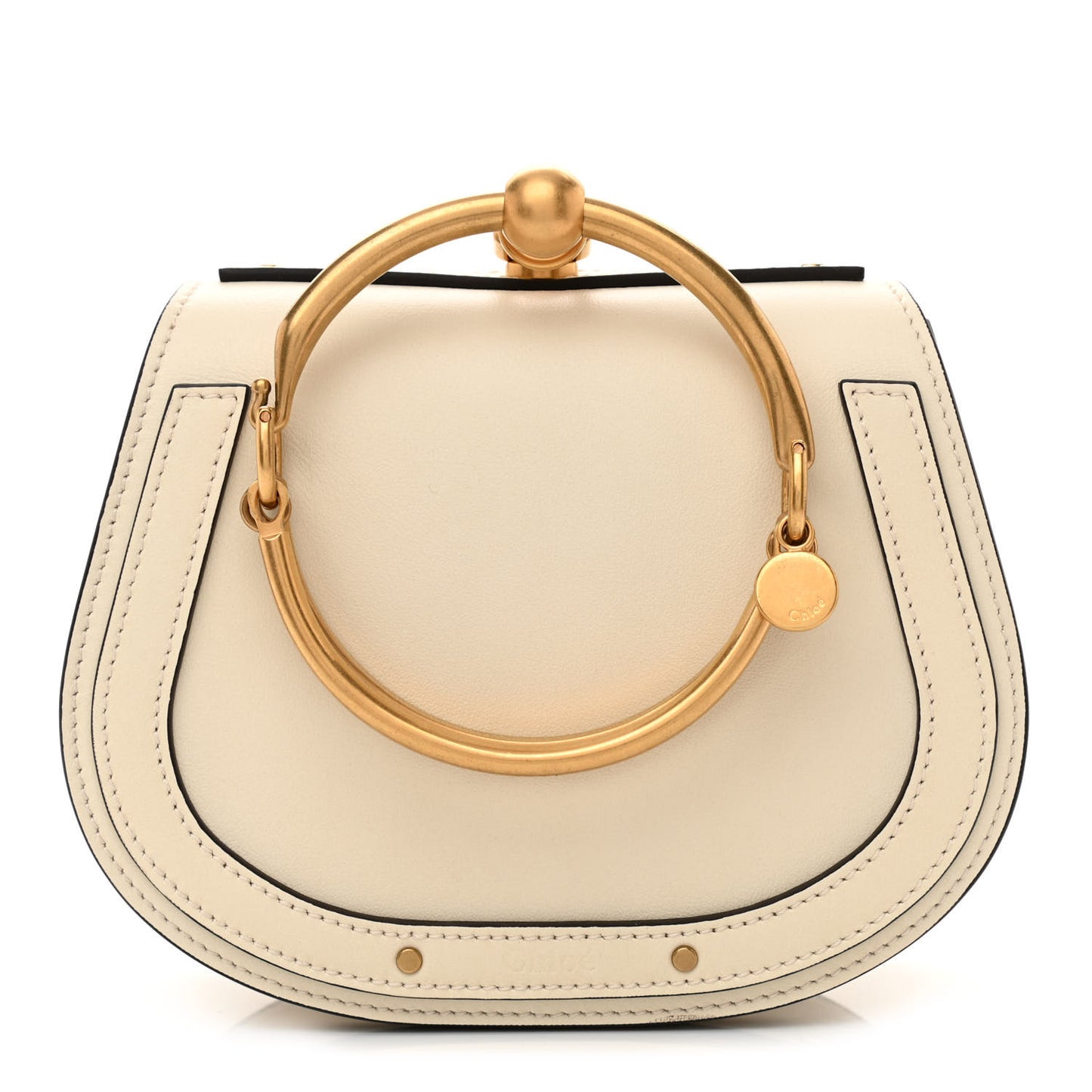 Calfskin Suede Small Nile Bracelet Bag Off White