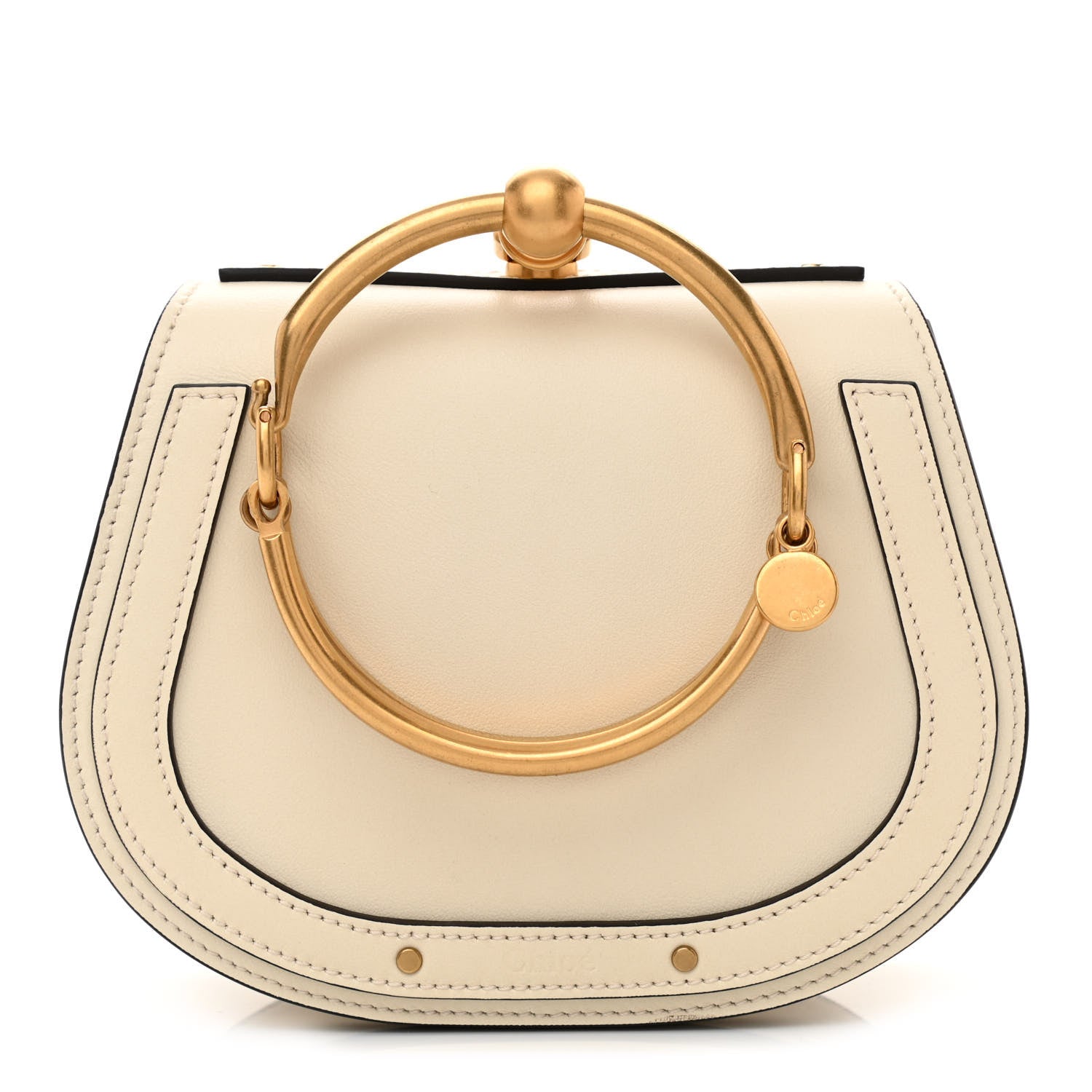 Chloe Calfskin Suede Small Nile Bracelet Bag Off White 1 of 7