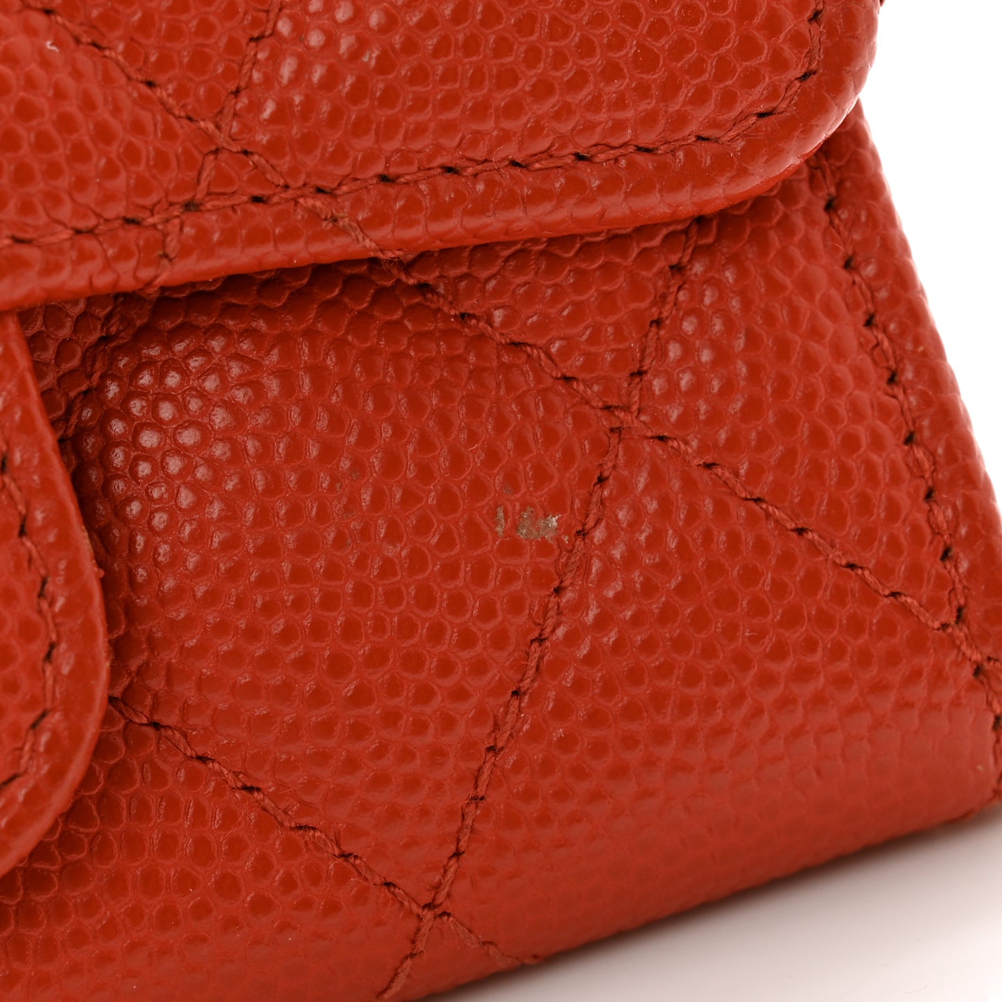 Caviar Quilted Flap Card Holder Orange