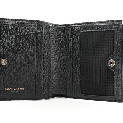 Saint Laurent Grain De Poudre Matelasse Chevron Monogram Zipped Card Case Black 5 of 7