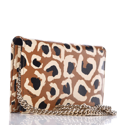 Gucci Patent Leopard Print Betty Chain Wallet Tobacco Black 3 of 10