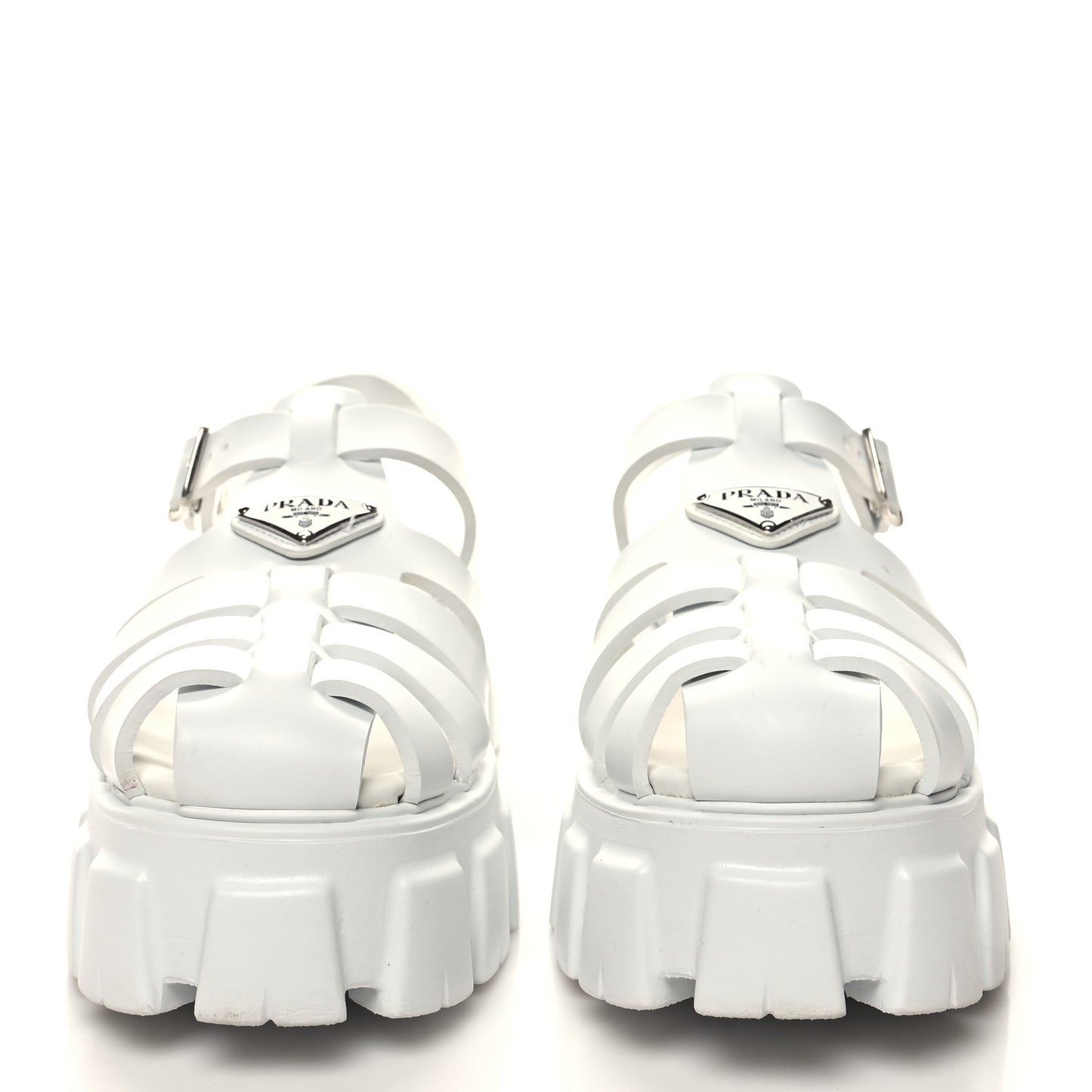 Foam Rubber Metal Triangle Logo Monolith 55mm Cage Sandals 41 White
