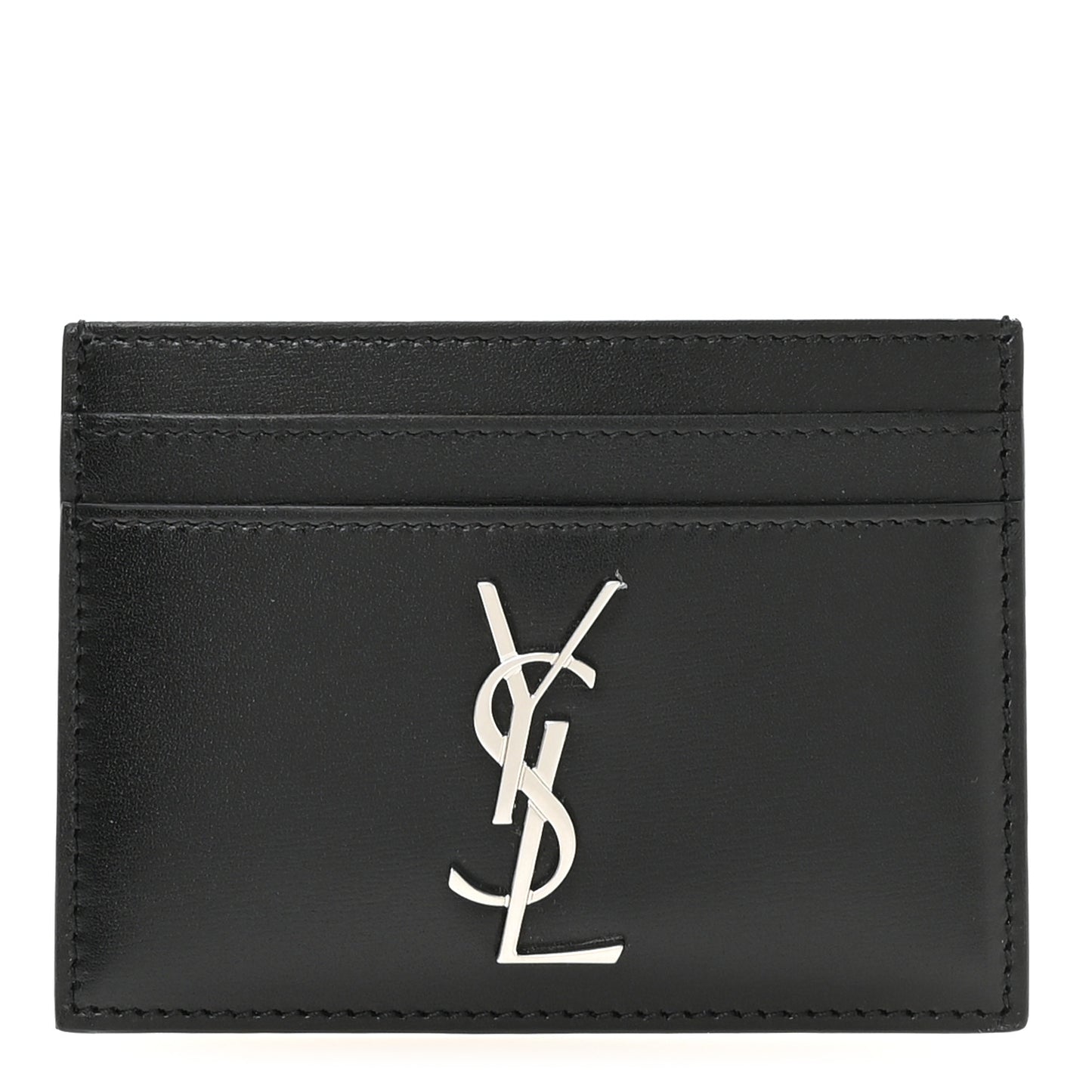Calfskin Monogram Credit Card Case Black