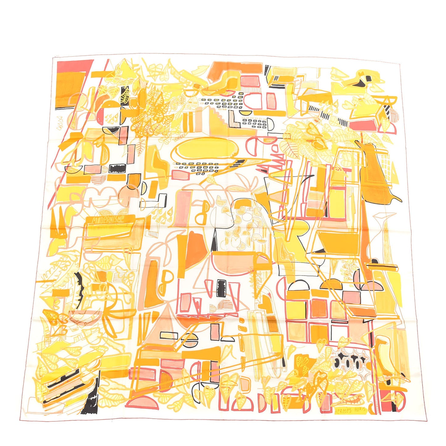 Silk Modernisme Tropical 140 White Jaune Bois De Rose