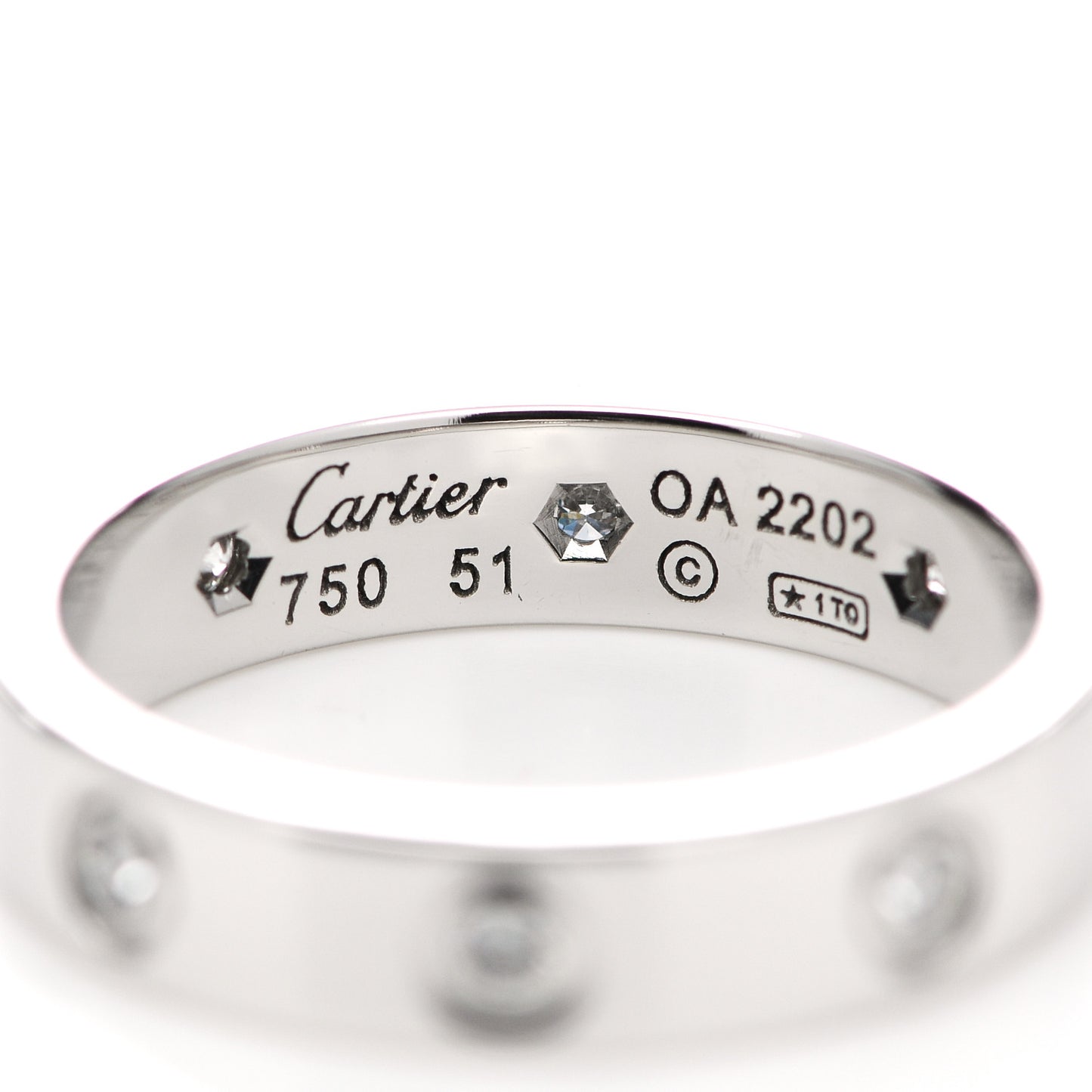 18K White Gold 8 Diamond 4mm Wedding Band LOVE Ring 51 5.75