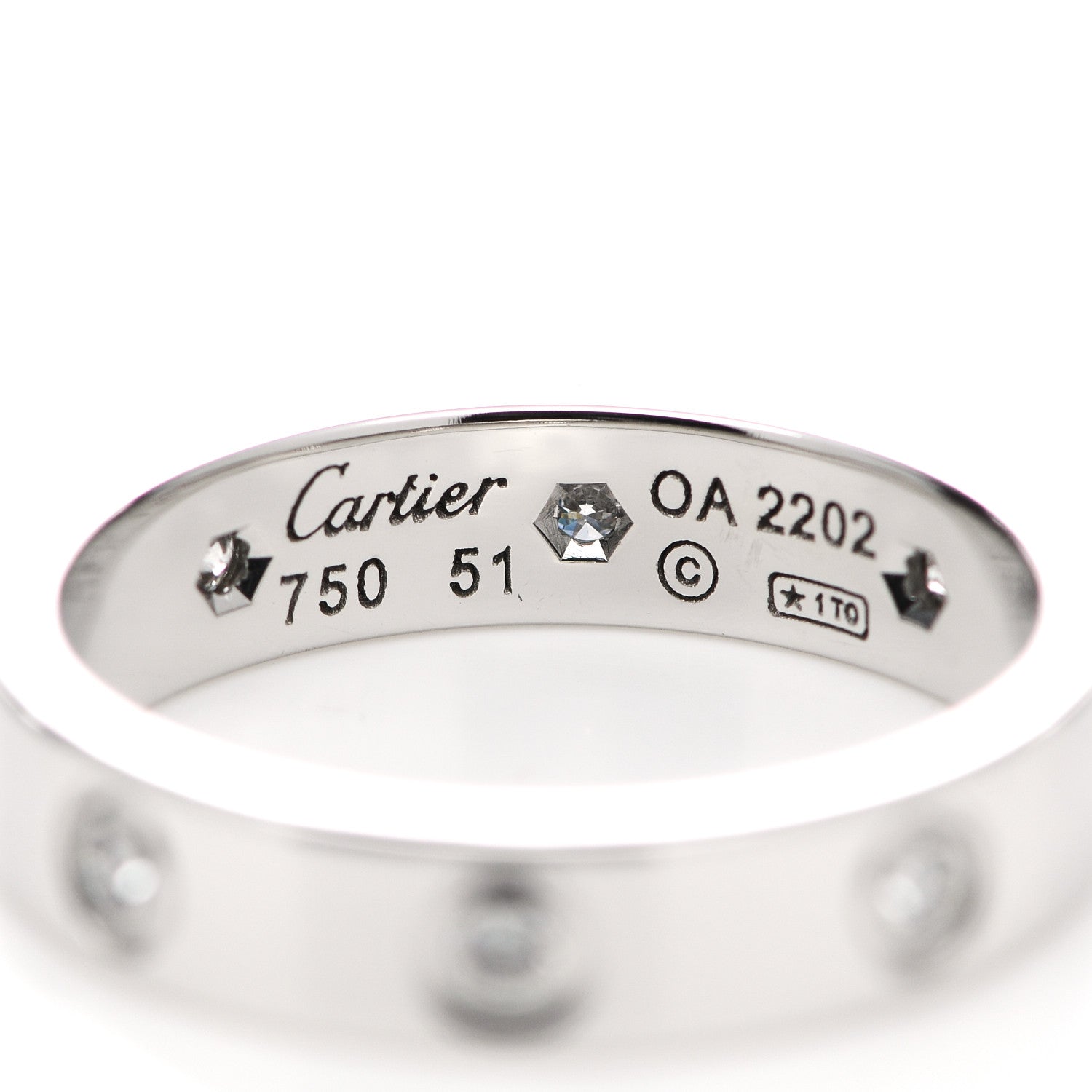 Cartier 18K White Gold 8 Diamond 4mm Wedding Band LOVE Ring 51 5.75 4 of 4