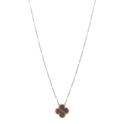 Van Cleef & Arpels 18K Yellow Gold Tiger Eye Vintage Alhambra Pendant Necklace 1 of 8