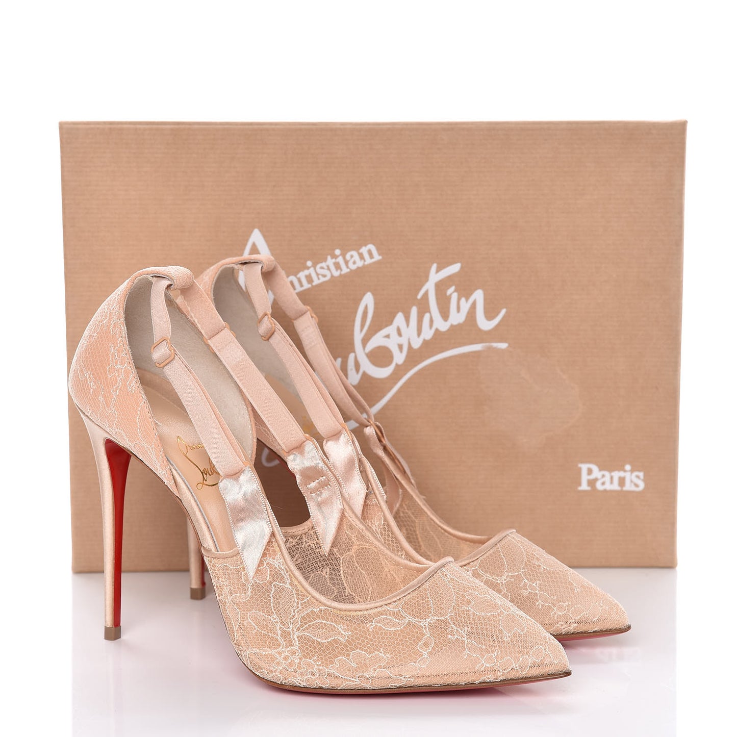 Satin Chantilly Lace Hot Jeanbi 100 Pumps 38.5 Nude