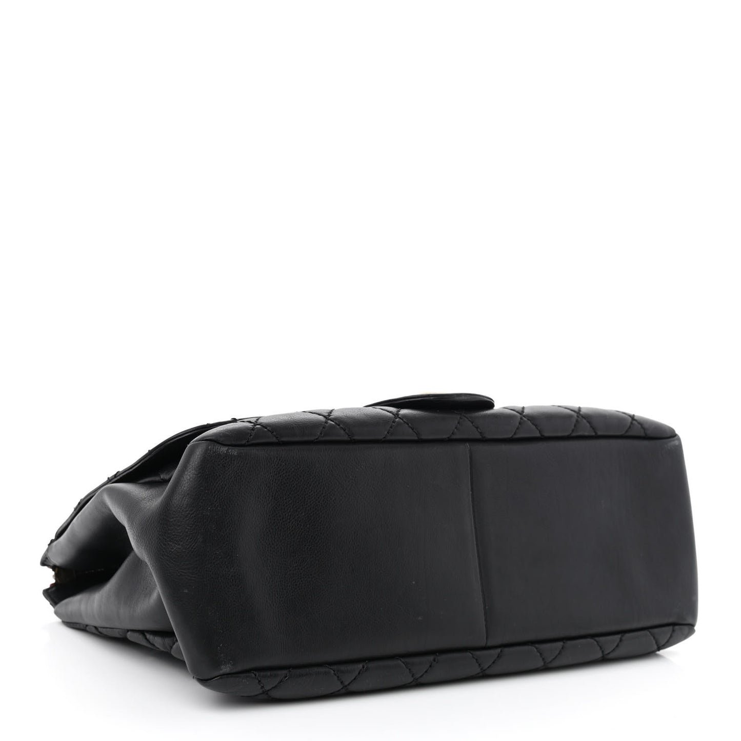 Calfskin Quilted Maxi Blizzard Zip Top Flap Black
