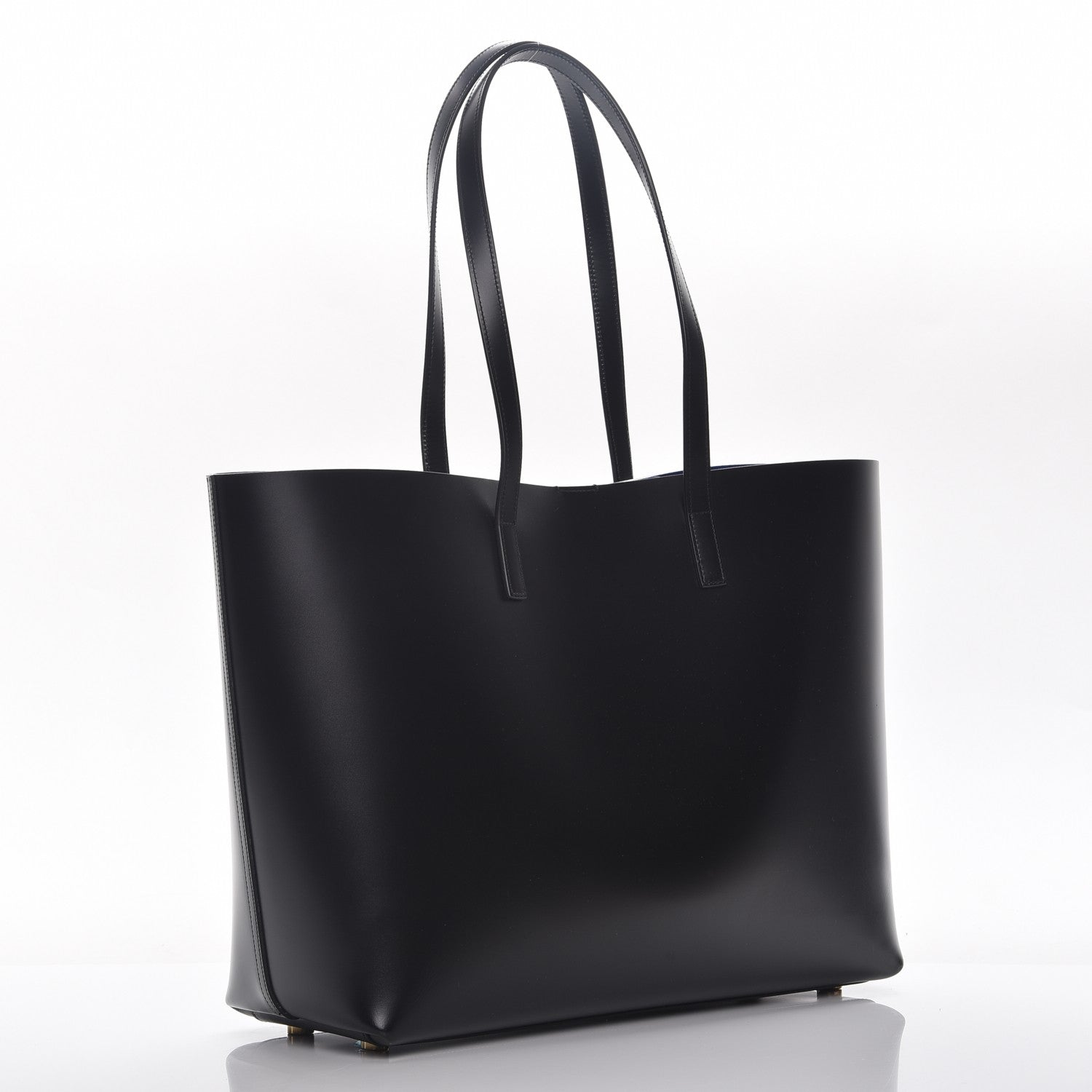 Saint Laurent Calfskin Classic Monogram Double Face Tote Nero Blue Majorelle 4 of 9