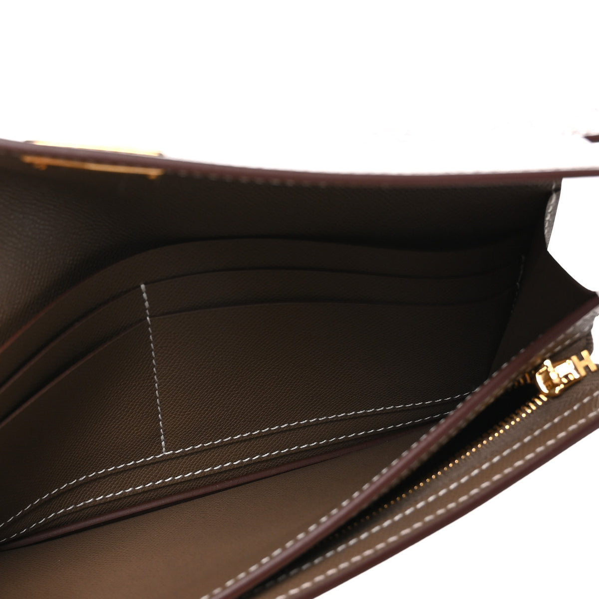 Hermes Madame Calfskin Kelly Pocket Long Wallet Etoupe 6 of 10