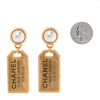 Chanel Pearl CC Tags Drop Earrings Gold 2 of 5
