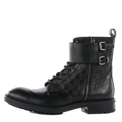 Louis Vuitton Calfskin Damier Clash Ankle Boots 7 Black 1 of 10