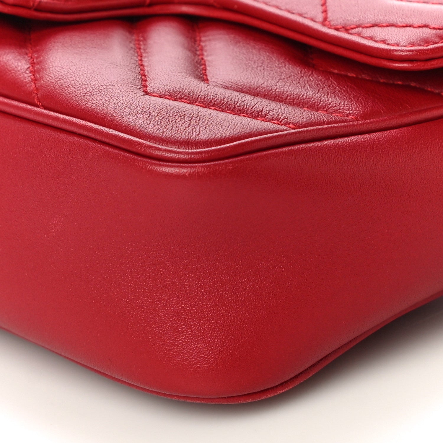 Gucci Calfskin Matelasse Super Mini GG Marmont Shoulder Bag Hibiscus Red 10 of 11