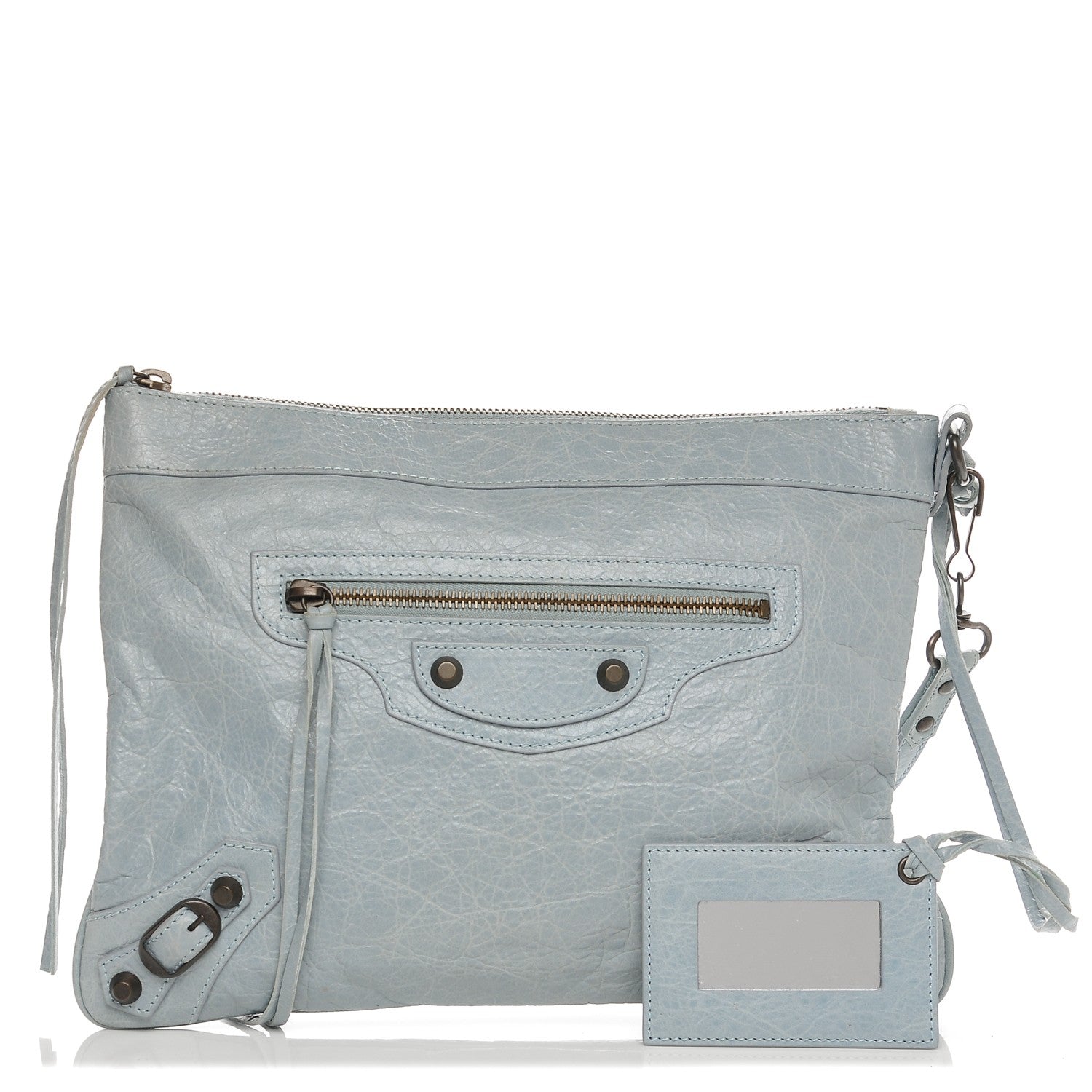 Balenciaga Agneau Classic Hardware Flat Handle Clutch Bleu Acier 1 of 7