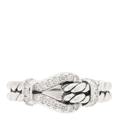 David Yurman Sterling Silver Diamond Thoroughbred Loop Ring 53 6.5 1 of 5
