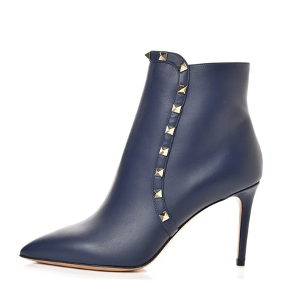 Valentino Garavani Calfskin Rockstud 85mm Ankle Booties 37 Pure Blue 1 of 9