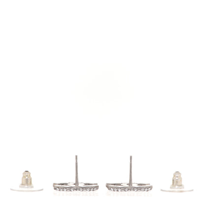 Chanel Crystal CC Earrings Silver 3 of 5