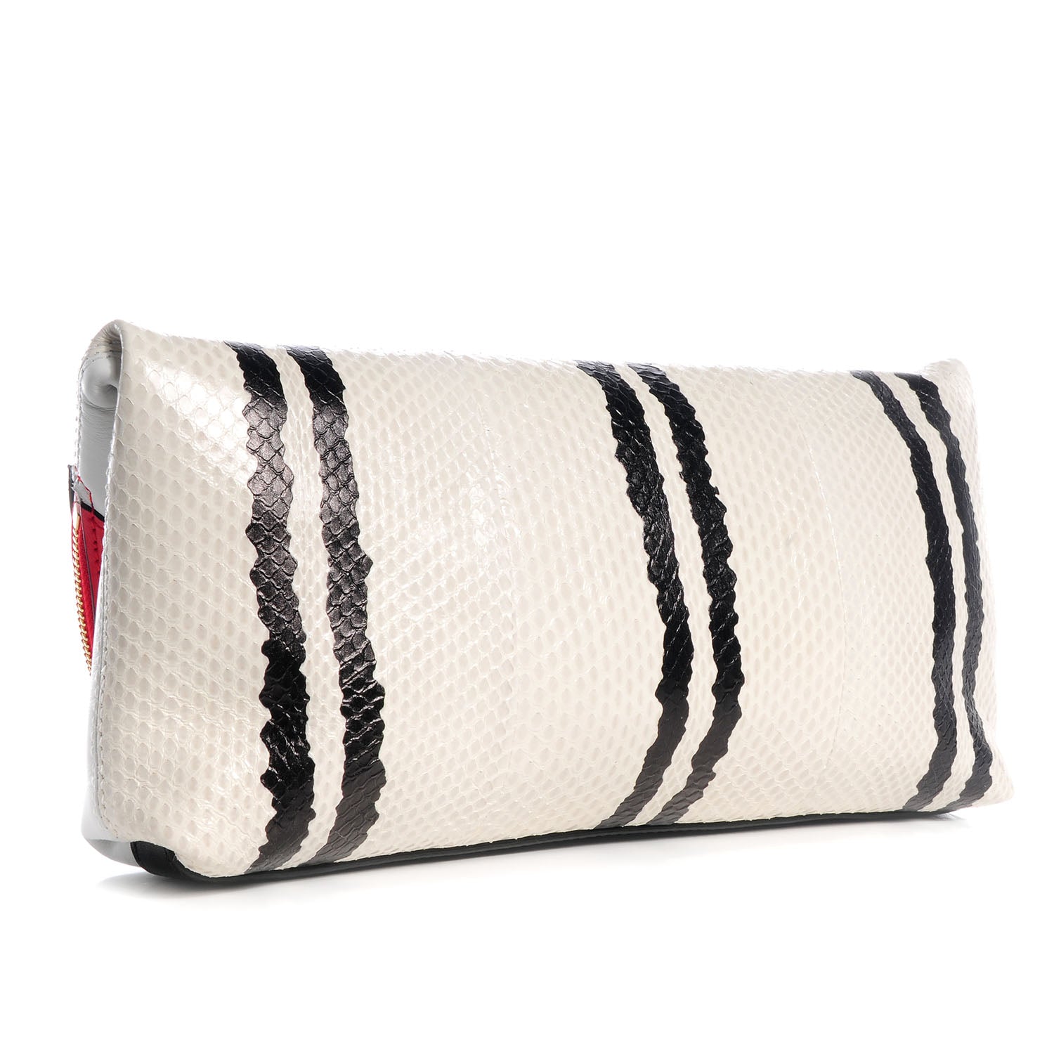 Alexander McQueen Snakeskin Padlock Skull Clutch Off White 2 of 10