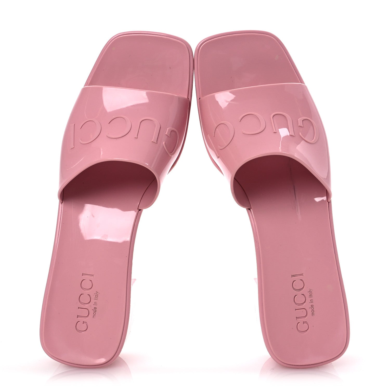 Gucci Rubber Gucci Logo Womens Platform 20/60mm Slide Sandals 38 Wild Rose 2 of 15