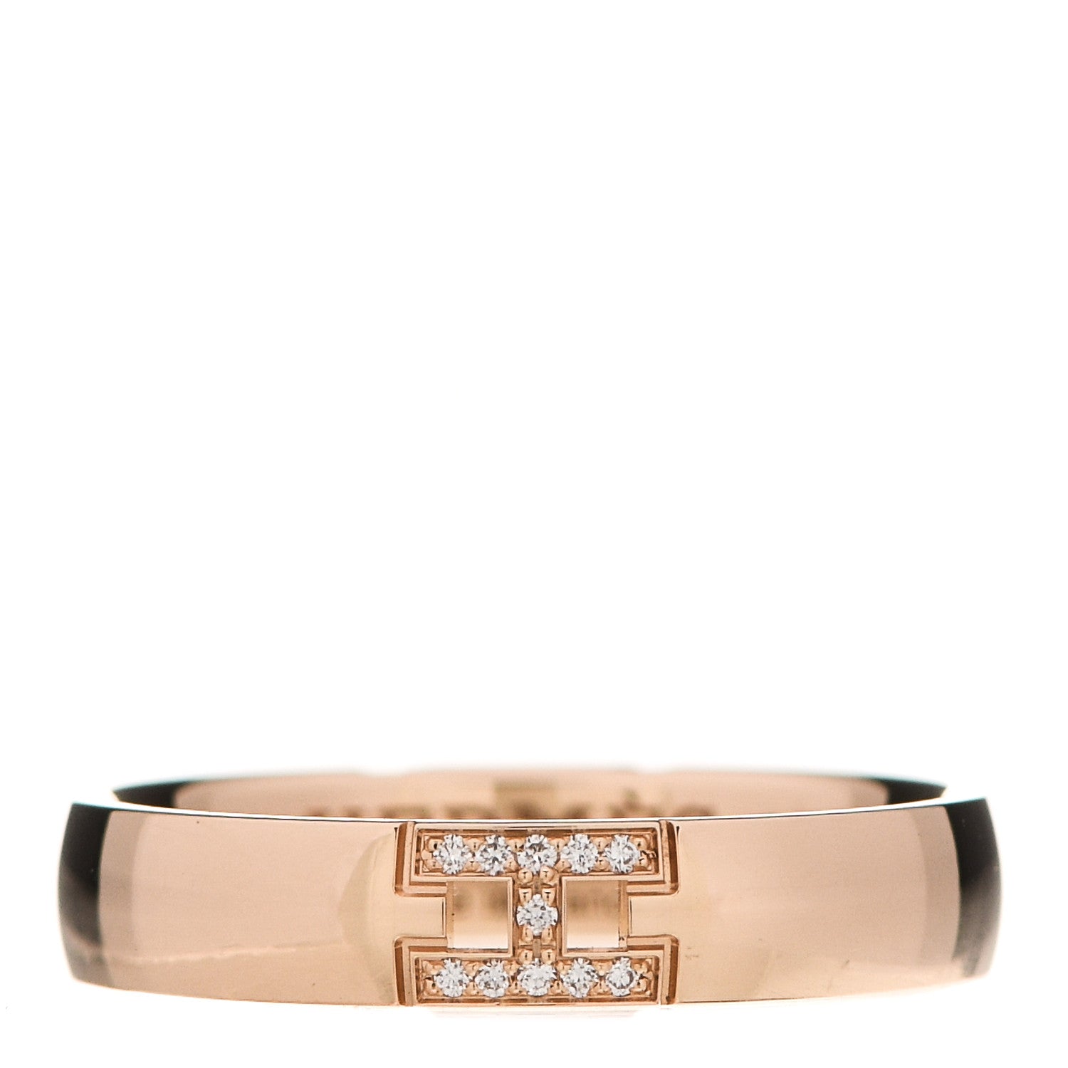 Hermes 18K Rose Gold Diamond Ever Herakles Wedding Band Ring 51 5.75 1 of 5