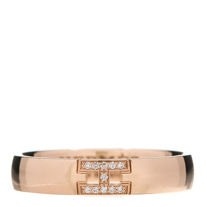 Hermes 18K Rose Gold Diamond Ever Herakles Wedding Band Ring 51 5.75 1 of 5