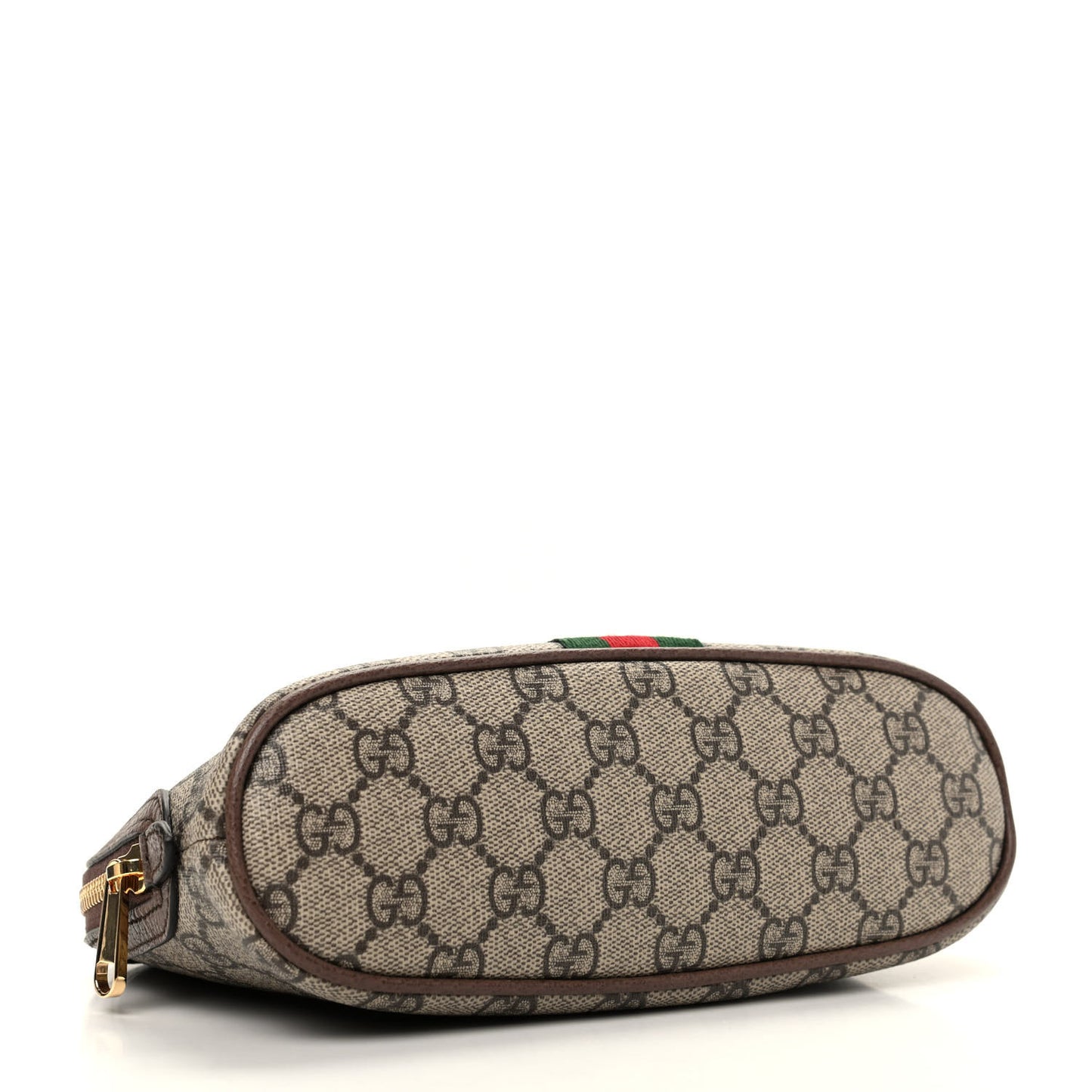 GG Supreme Monogram Textured Calfskin Web Large Ophidia Cosmetic Case Beige Ebony New Acero