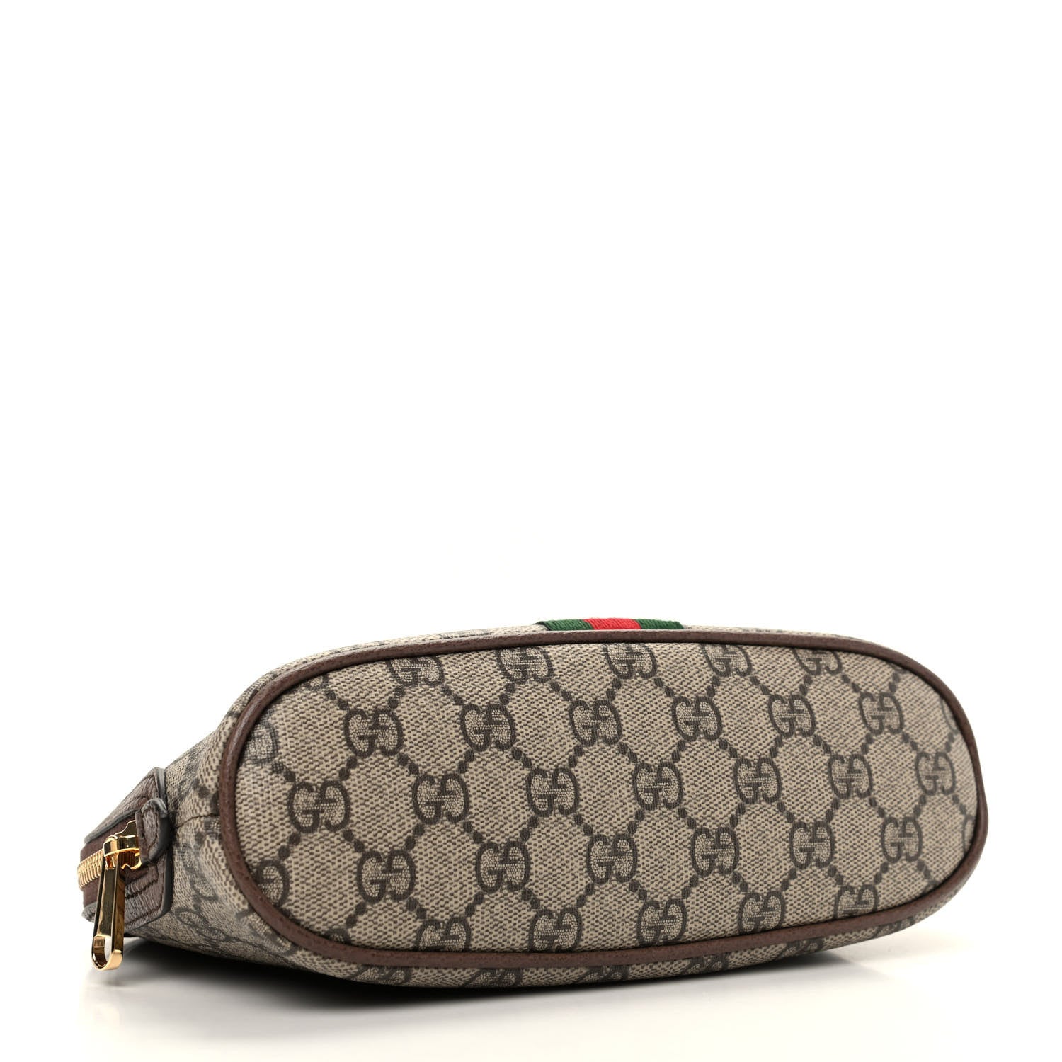 Gucci GG Supreme Monogram Textured Calfskin Web Large Ophidia Cosmetic Case Beige Ebony New Acero 4 of 11
