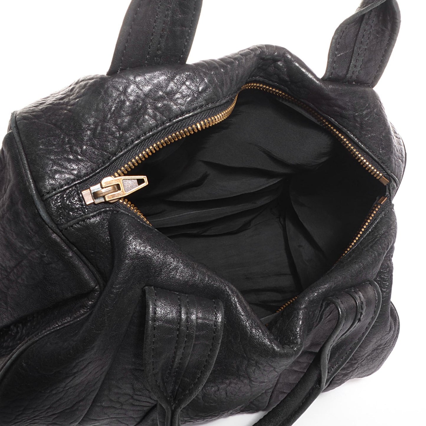 Pebbled Lambskin Rocco Black Antique Brass Hardware