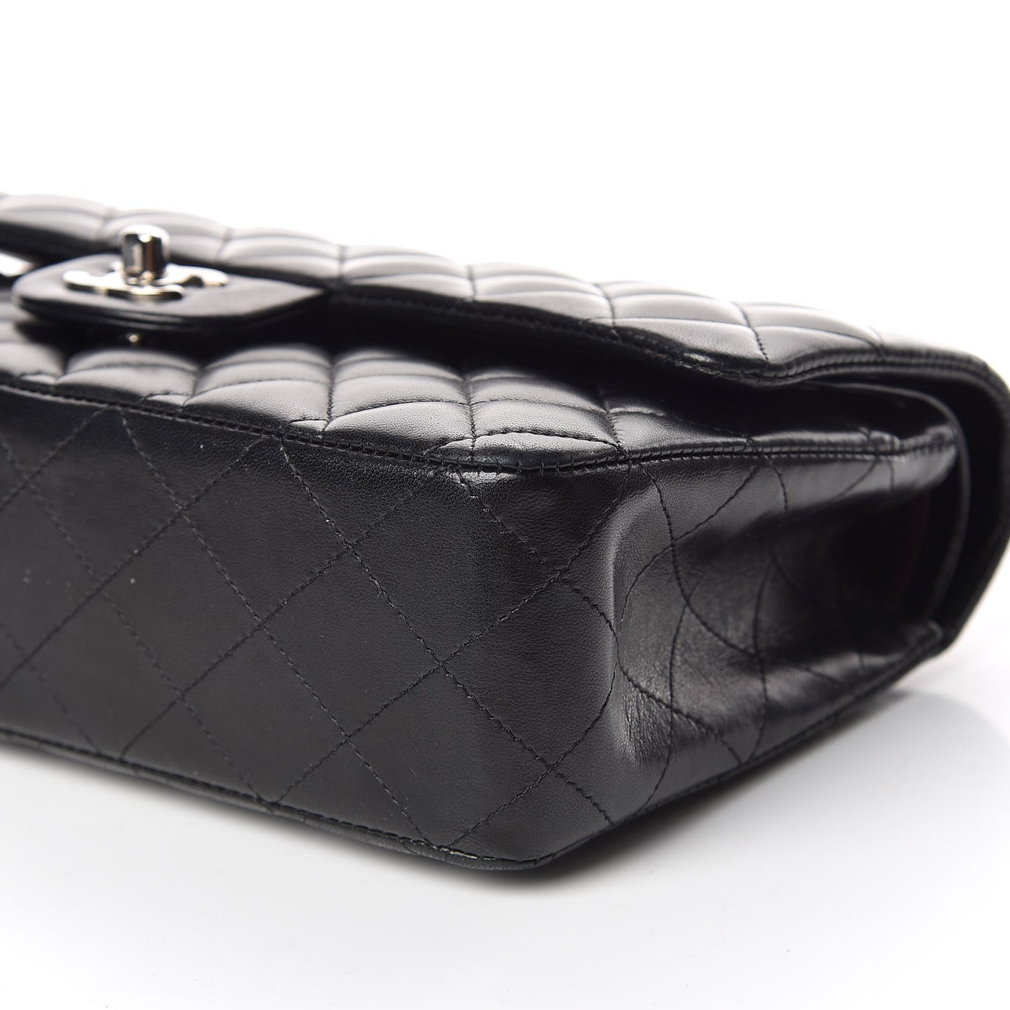 Lambskin Quilted Medium Double Flap Black