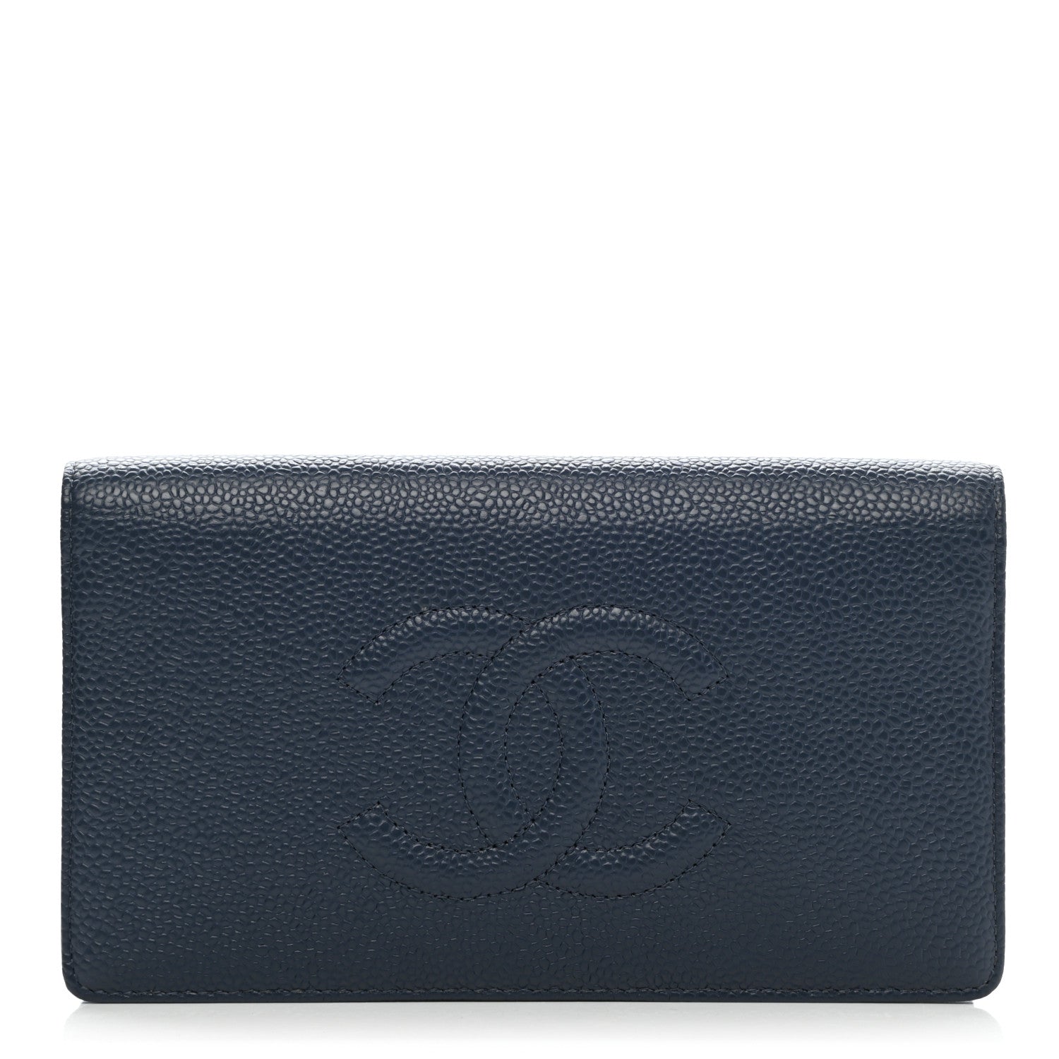 Chanel Caviar Timeless CC Yen Wallet Dark Blue 1 of 9