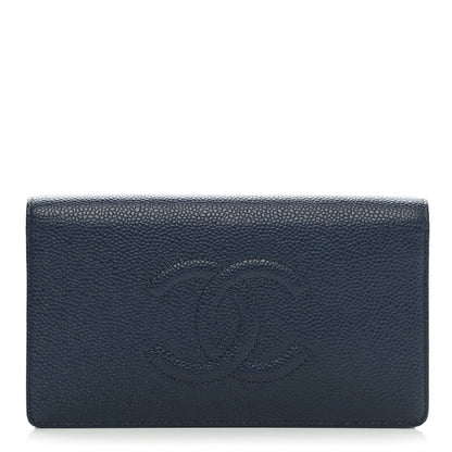 Chanel Caviar Timeless CC Yen Wallet Dark Blue 1 of 9