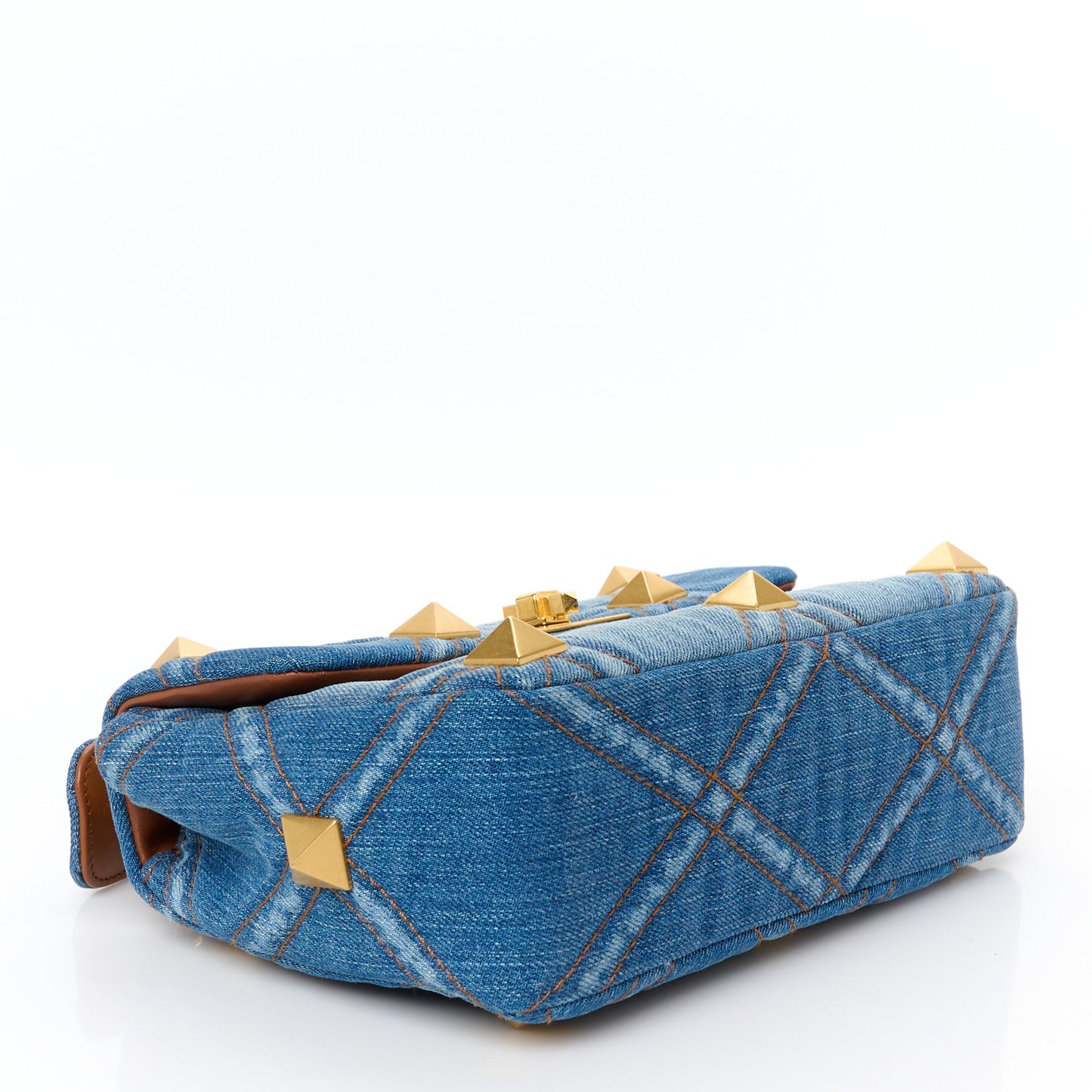 Denim Medium Roman Stud Shoulder Bag Light Denim Selleria