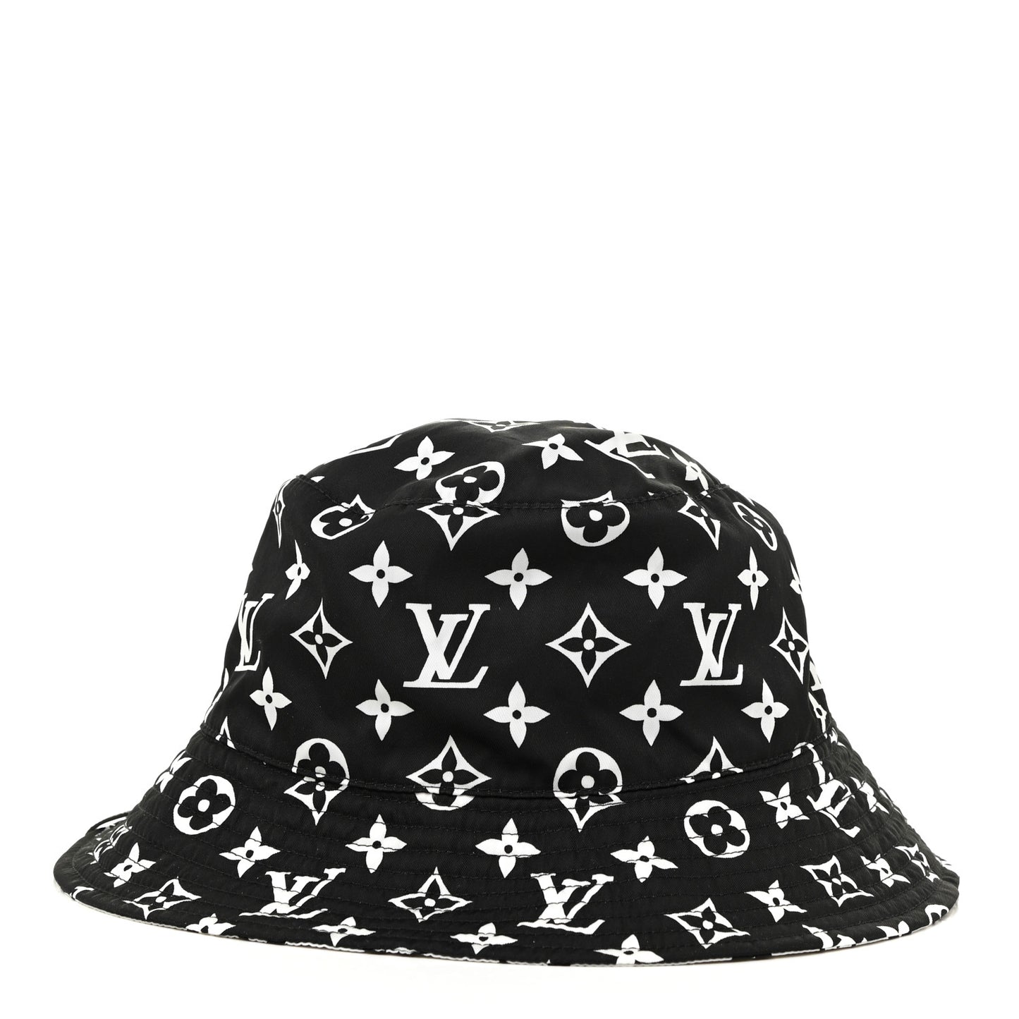 Nylon Monogram Reversible Bob Bucket Hat S Black White