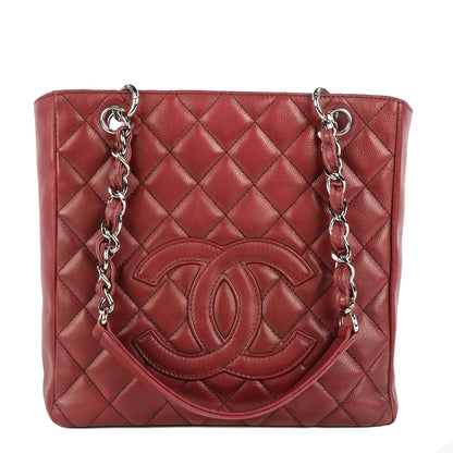 Chanel Caviar Quilted Petit Shopping Tote PST Red 1 of 8