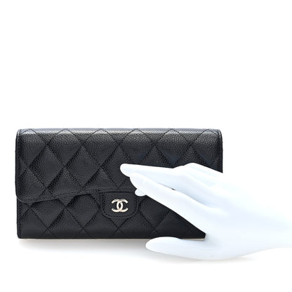 Chanel Caviar Quilted Large Gusset Flap Wallet Black 2 of 8