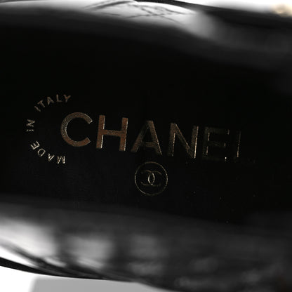Chanel Shiny Calfskin Quilted Lace Up Combat Boots 39 Black 8 of 9