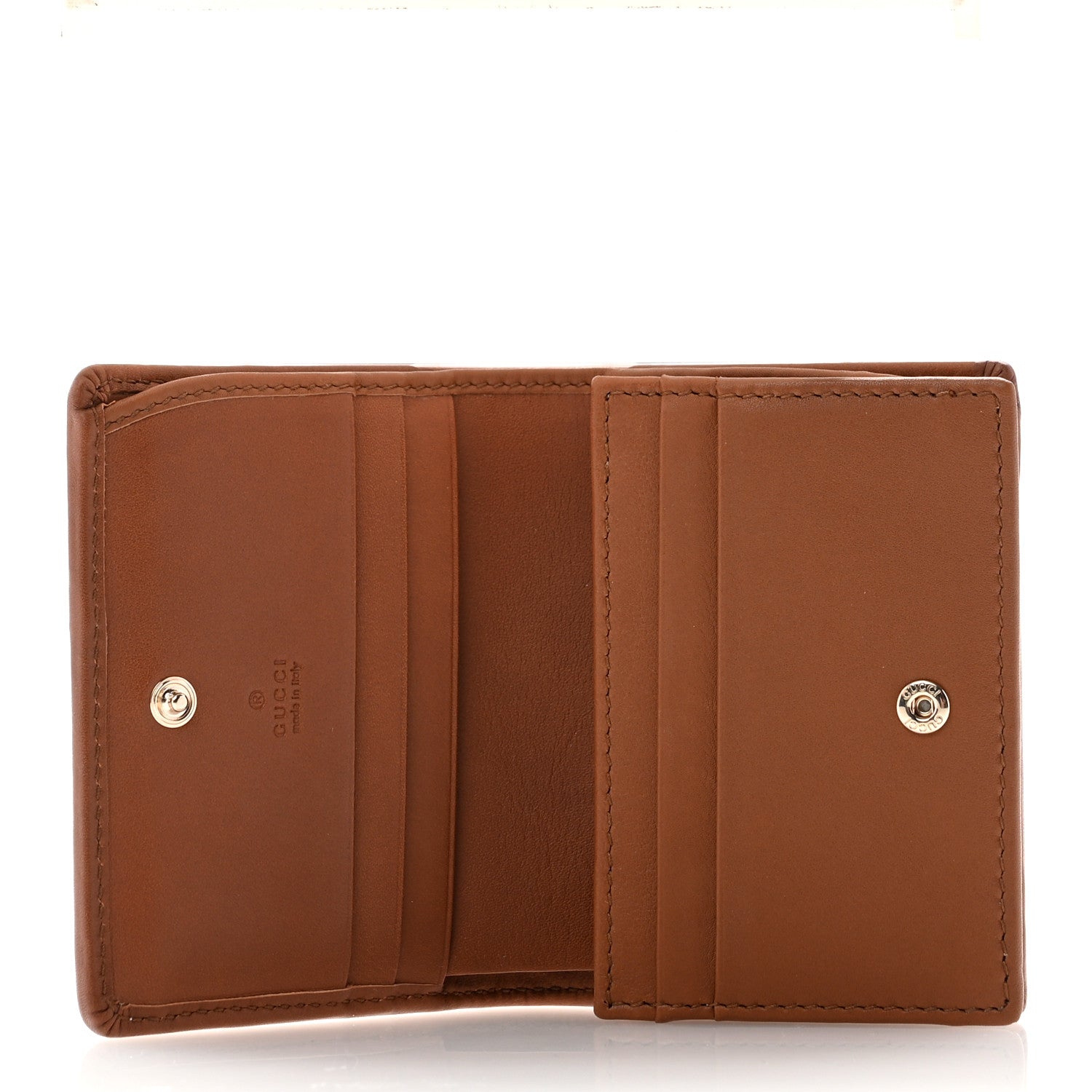 Gucci GG Supreme Monogram Textured Calfskin Emblem Mini Wallet Beige Dark Brown 5 of 8