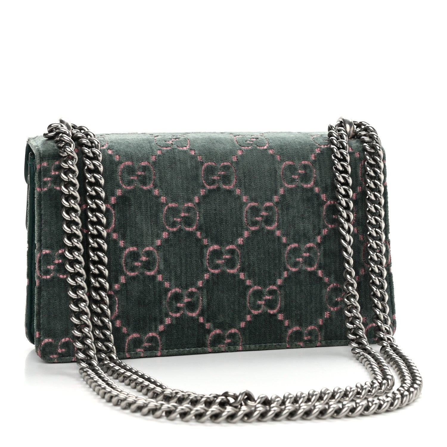 Gucci Velvet Moon Calfskin Crystal GG Monogram Small Dionysus Shoulder Bag Avio Dusty Pink Black Diamond 3 of 12